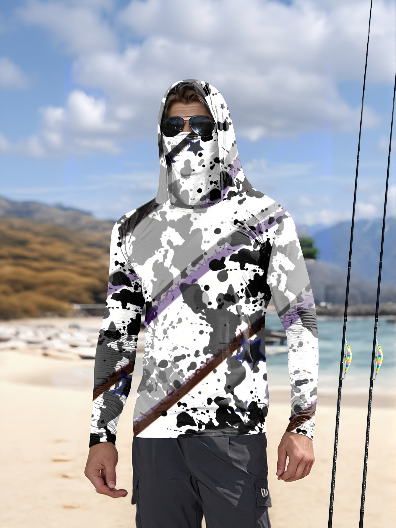 Fishing Shirt Uv Protection - Erkekler Kapüşonlu Balıkçı Gömleği uzun kollu